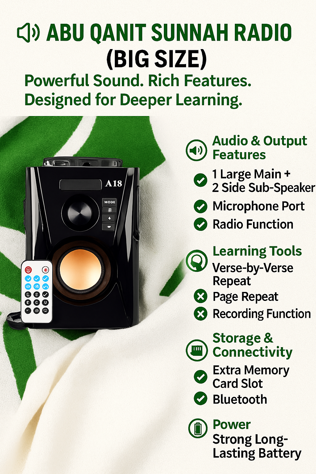 AI8 Sunnah Radio & Quran Player – 9,800+ Preloaded Islamic MP3 Files